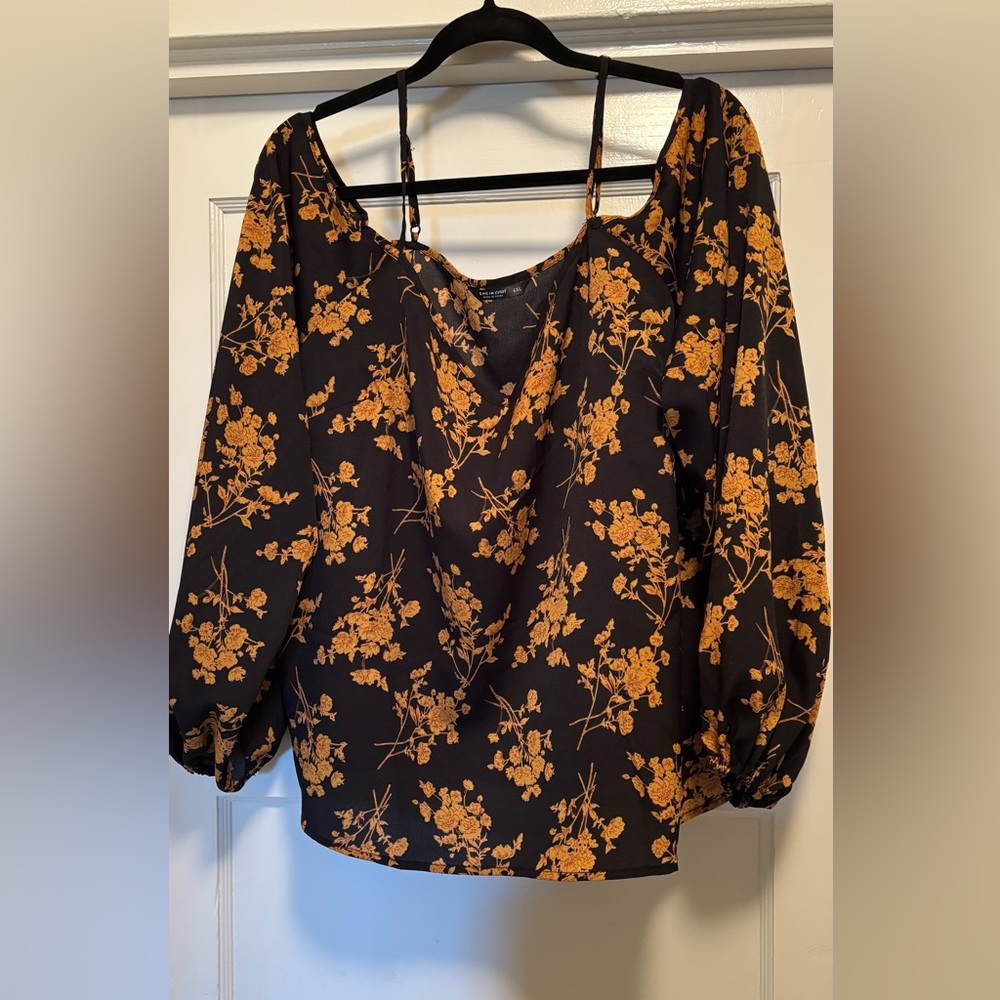 Floral Black and Orange Women's Top